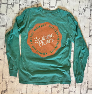 Southern Charm "Mtn Lake Beach Life" Long Sleeve T-shirt - Seafoam - Southern Charm "Shop The Charm"
