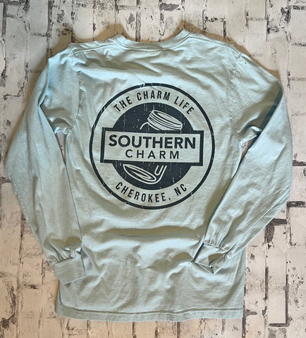 Southern Charm "70s Station" Long Sleeve T-shirt - Chambray Blue - Southern Charm "Shop The Charm"